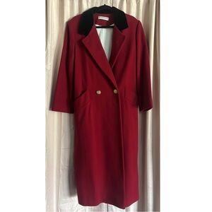 ❣️Forrani brand 100% Wool Red & Black Double-Breasted Coat with Gold Buttons❣️